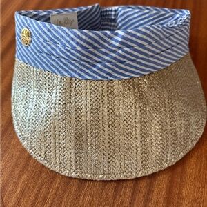 Blue Striped and Gold Woven Visor